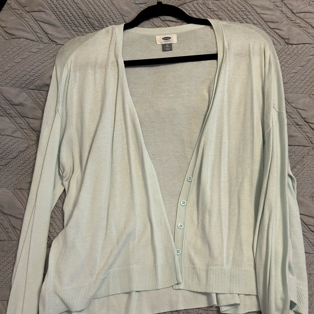 Light Blue Cardigan Sweater, XL